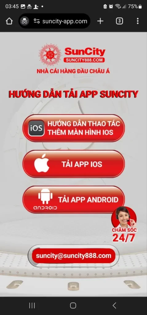 Cách tải app Suncity về điện thoại 